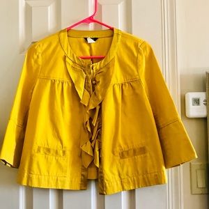 J Crew Yellow ruffle swing jacket